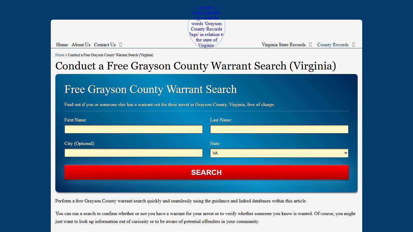 Conduct a Free Grayson County Warrant Search (Virginia)