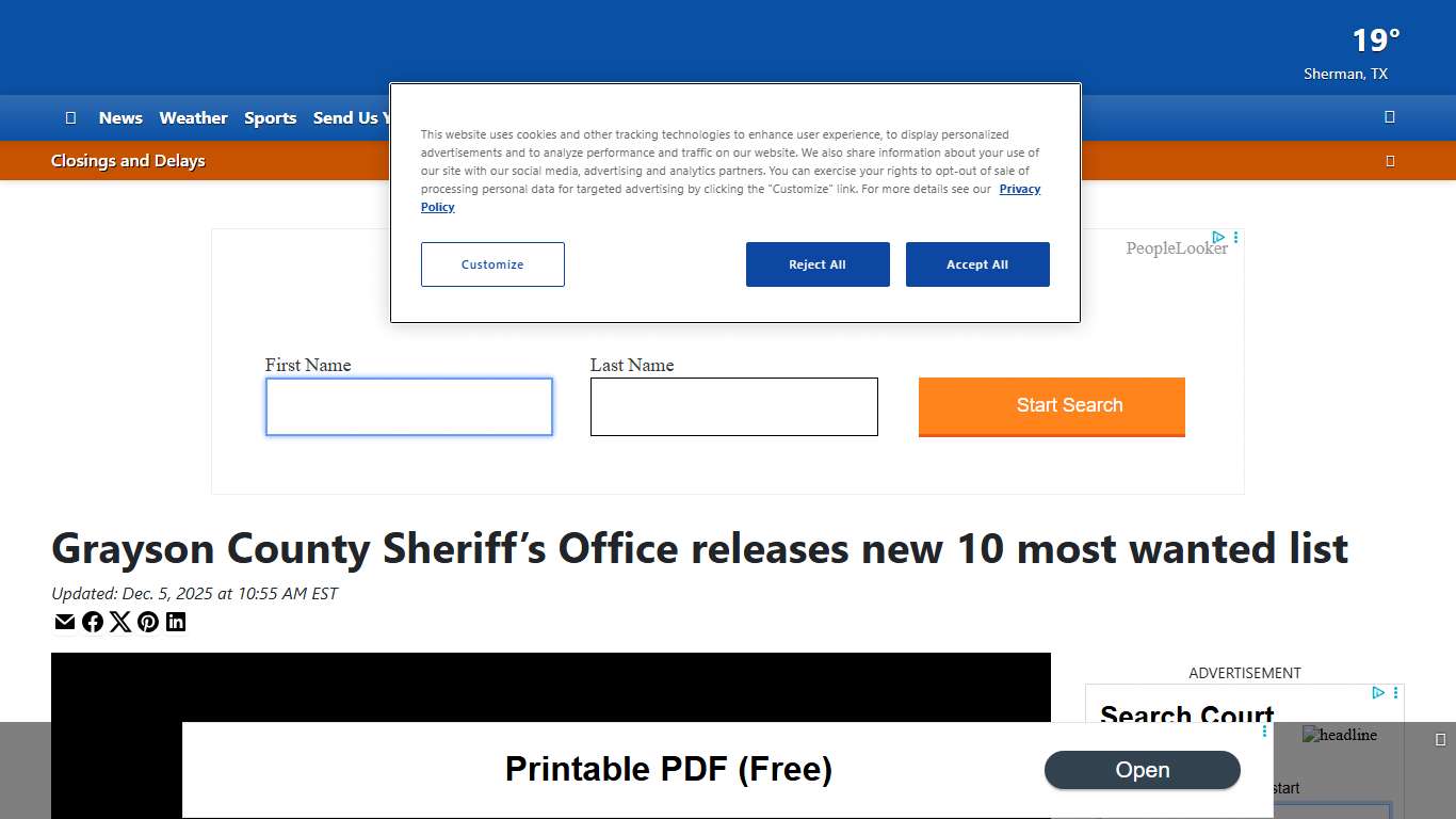 Grayson County Sheriff’s Office releases new 10 most wanted list